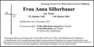 Traueranzeige Anna Silberbauer