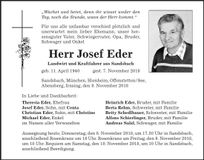 Traueranzeige Josef Eder