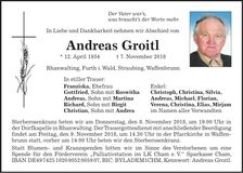 Traueranzeige Andreas Groitl