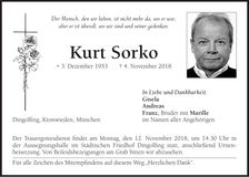 Traueranzeige Kurt Sorko