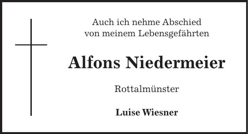 Traueranzeige Alfons Niedermeier