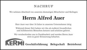 Traueranzeige Alfred Auer