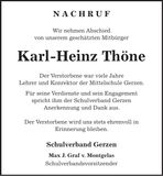 Traueranzeige Karl-Heinz Thöne