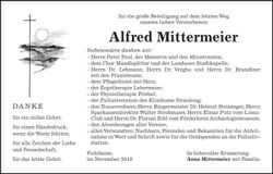 Traueranzeige Alfred Mittermeier