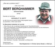 Traueranzeige Bert Berghammer