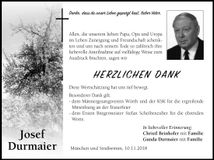 Traueranzeige Josef Durmaier