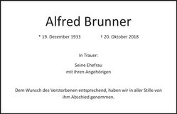 Traueranzeige Alfred Brunner