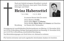Traueranzeige Heinz Haberzettel