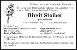 Traueranzeige Birgit Stoiber