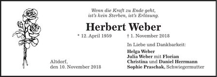 Traueranzeige Herbert Weber