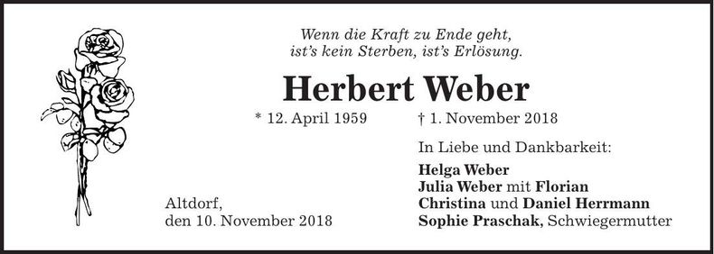 Traueranzeige Herbert Weber