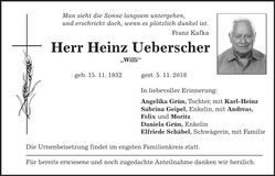 Traueranzeige Heinz Ueberscher