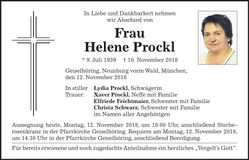 Traueranzeige Helene Prockl