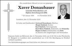 Traueranzeige Xaver Donaubauer