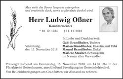 Traueranzeige Ludwig Oßner