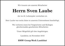Traueranzeige Sven Laube
