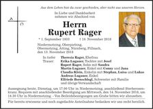 Traueranzeige Rupert Rager