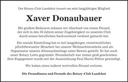 Traueranzeige Xaver Donaubauer