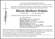 Traueranzeige Herbert Schötz
