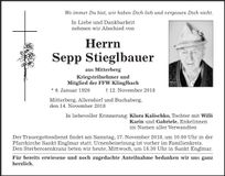 Traueranzeige Sepp Stieglbauer