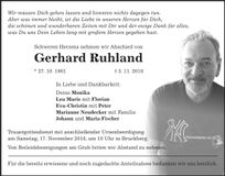 Traueranzeige Gerhard Ruhland