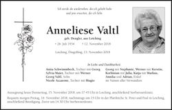 Traueranzeige Anneliese Valtl