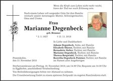 Traueranzeige Marianne Degenbeck