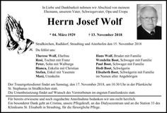 Traueranzeige Josef Wolf