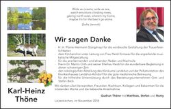 Traueranzeige Karl-Heinz Thöne