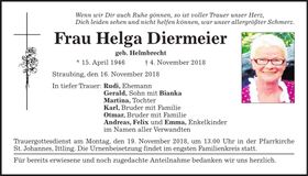 Traueranzeige Helga Diermeier