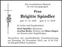 Traueranzeige Brigitte Spindler