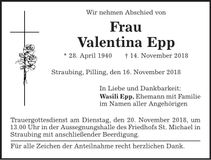 Traueranzeige Valentina Epp