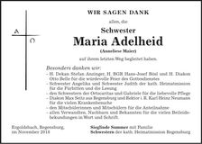 Traueranzeige Anneliese Maier Schwester Maria Adelheid