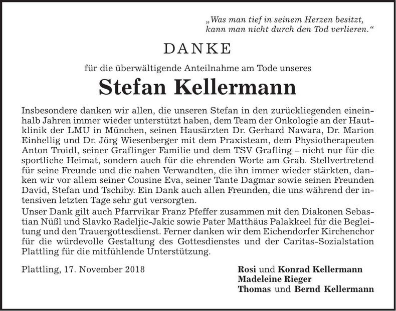 Traueranzeige Stefan Kellermann