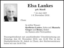 Traueranzeige Elsa Lankes