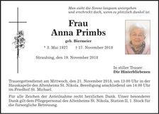 Traueranzeige Anna Primbs