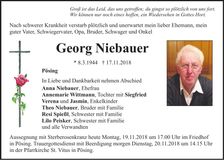 Traueranzeige Georg Niebauer