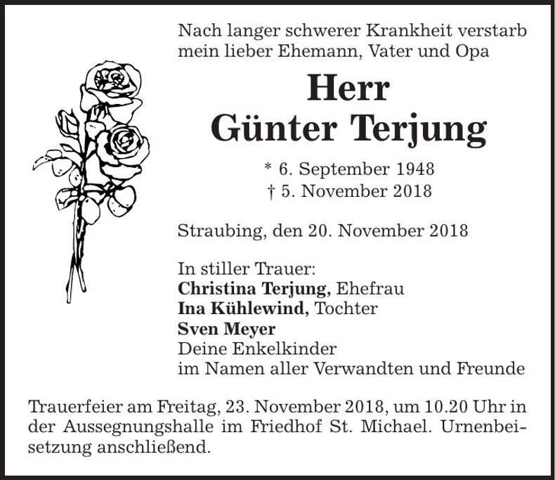 Traueranzeige Günter Terjung