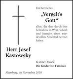 Traueranzeige Josef Kastowsky