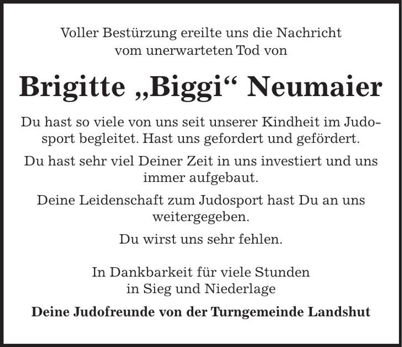Traueranzeige Brigitte Neumaier