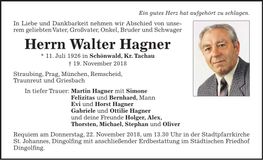 Traueranzeige Walter Hagner