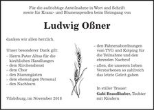 Traueranzeige Ludwig Oßner