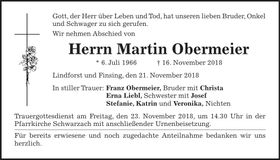 Traueranzeige Martin Obermeier