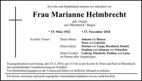 Traueranzeige Marianne Helmbrecht
