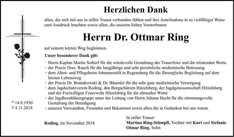 Traueranzeige Ottmar Ring