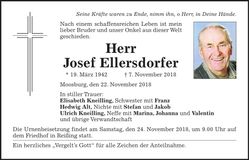 Traueranzeige Josef Ellersdorfer