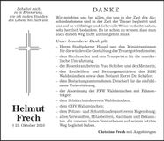 Traueranzeige Helmut Frech