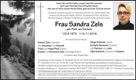 Traueranzeige Sandra Zels