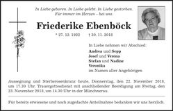 Traueranzeige Friederike Ebenböck