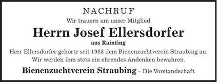 Traueranzeige Josef Ellersdorfer